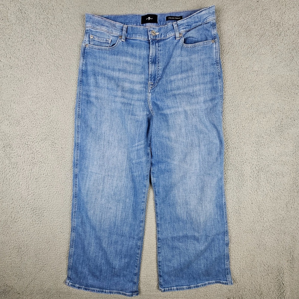 7 For All Mankind Lotta Cropped Charleston Jeans 32 33x28.5 Kick Flare Y2K